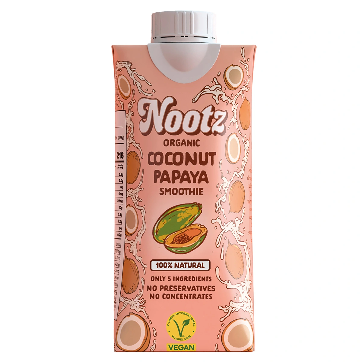 Nootz Coconut Papaya Smoothie 325ml, BIO Nootz Coconut Papaya Smoothie 325ml, BIO