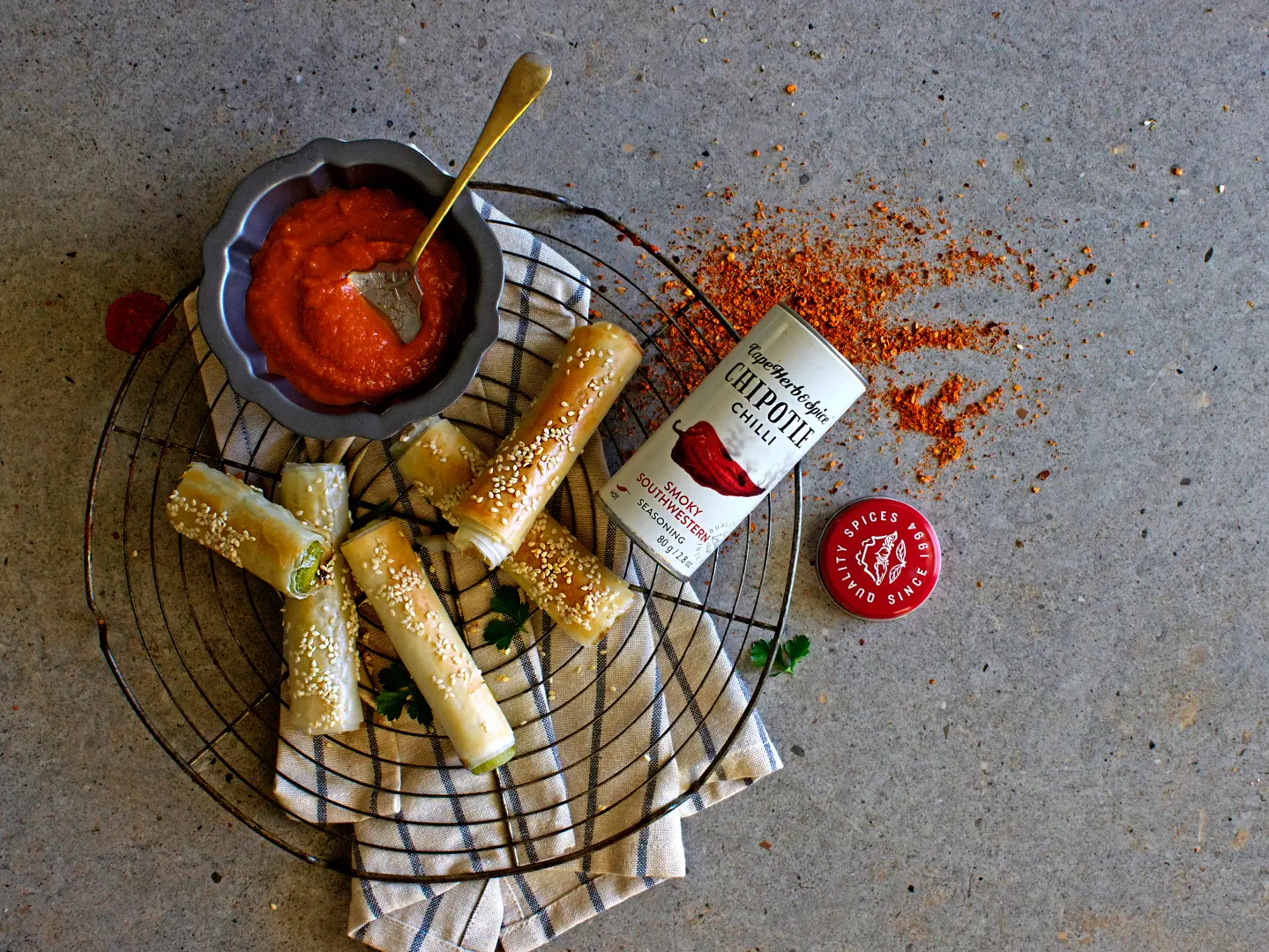 Frühlingsrollen, Gewürzsalz mit Chipotle Chili, scharf 80g in der Vorratsdose